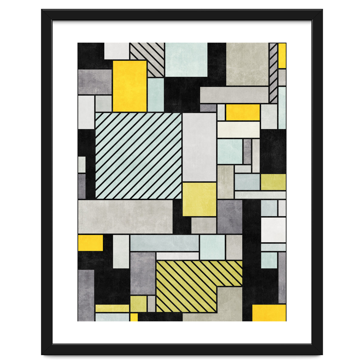 Random Concrete Pattern - Yellow, Blue, Grey