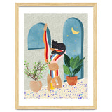 Headstand, Cat Yoga, Active Woman Workout, Eclectic Colorful Pets Terrazzo thumbnail