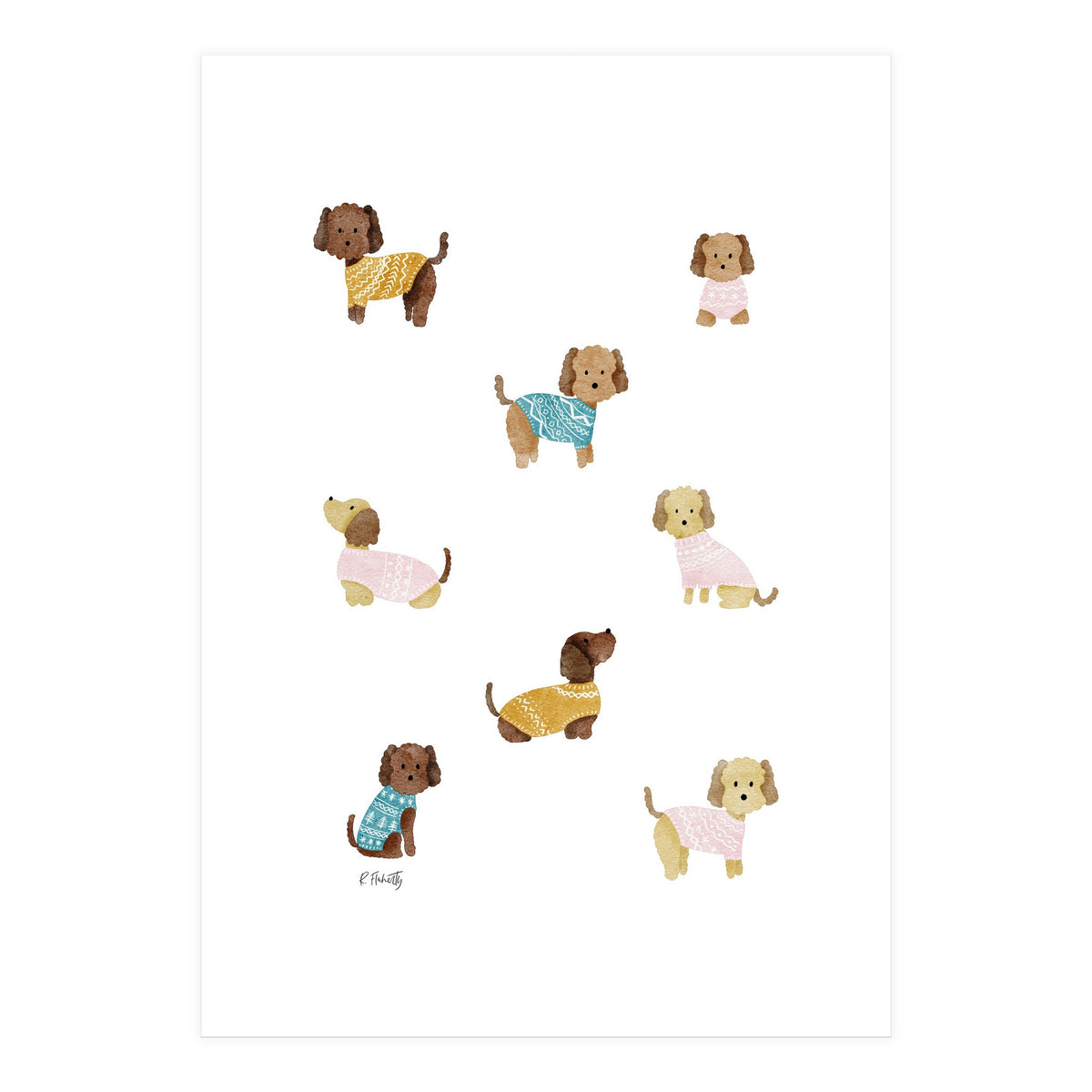 Cockapoo Dogs in Jumpers (Print Only)