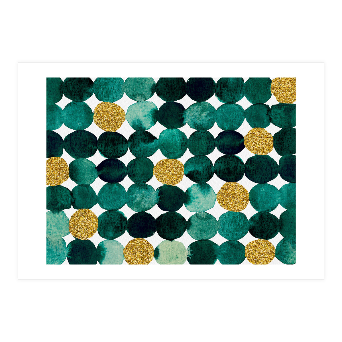 Dots pattern - emerald green and gold (Print Only)