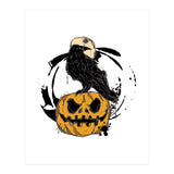 Raven over a pumpkin scribble sketch (Print Only) thumbnail