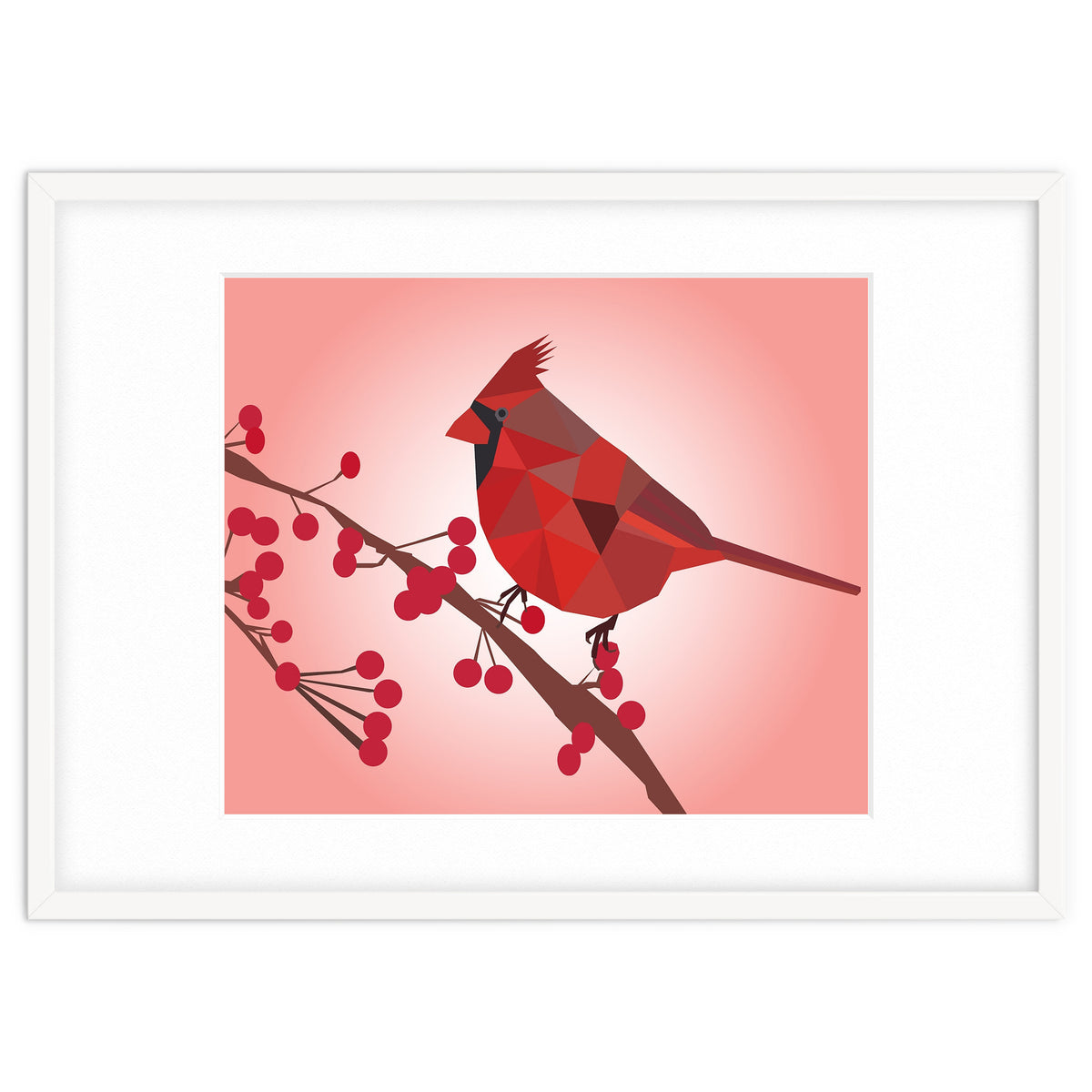 Northern Cardinal Bird Low Poly Art