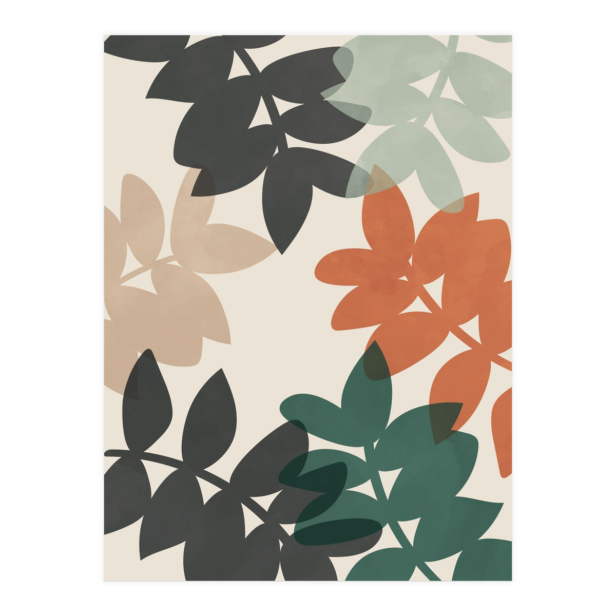 Abstract Colorful Leaves (Print Only)