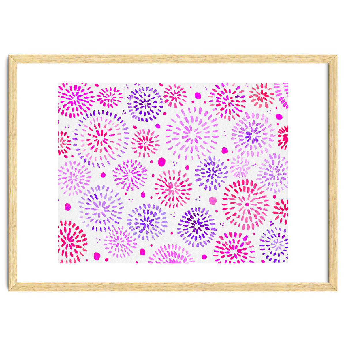 Abstract fireworks pattern in magenta and purple