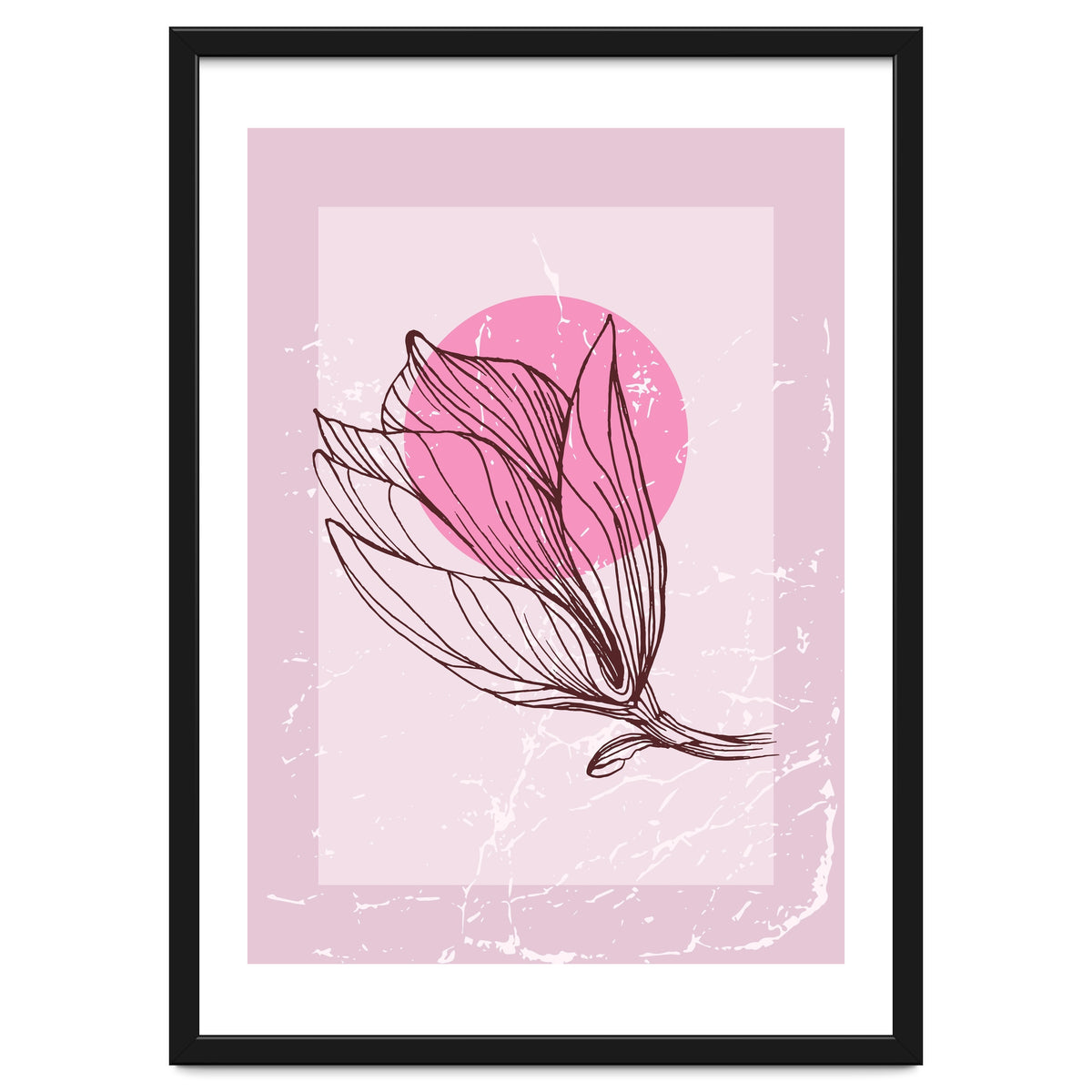 Magnolia  Minimalist Scandinavian, Abstract Geometric Art, Botanical Art