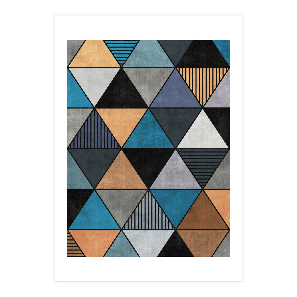 Colorful Concrete Triangles 2 - Blue, Grey, Brown (Print Only)