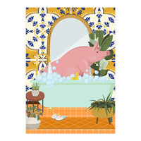 Piggie Bathing in Moroccan Style Bathroom (Print Only)
