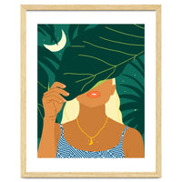 To The Moon & Never Back | Jungle Dreamer Bohemian Tropical Soul | Forest Nature Woman Illustration