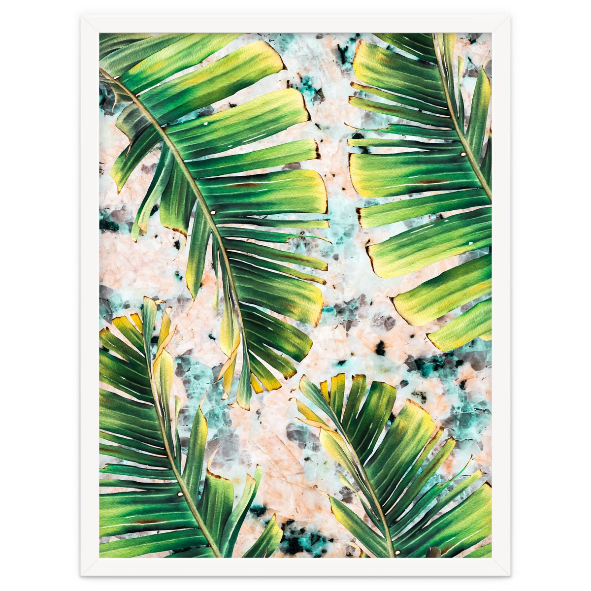 Palm leaf on marble 02