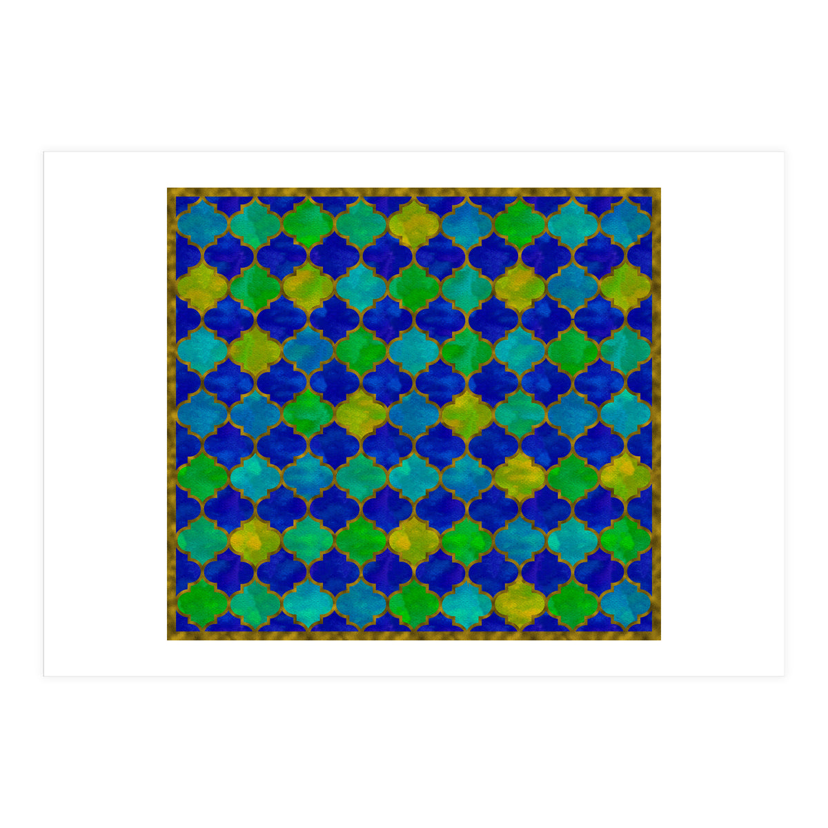 Ocean Breeze - Watercolor Moroccan Lattice (Print Only)