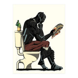 Black Panther on the Toilet, funny bathroom humour (Print Only) thumbnail