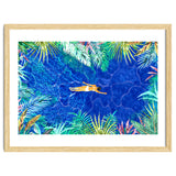 Tropical Jungle Pool | Forest Pop of Color Botanical | Travel Wild Plants Eclectic Watercolor Swim thumbnail