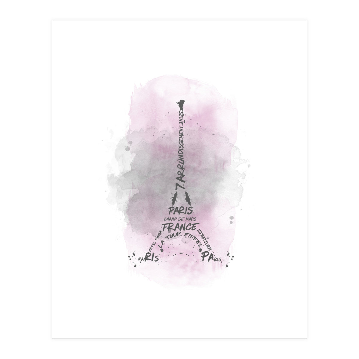 Watercolor Art Eiffel Tower | pink (Print Only)