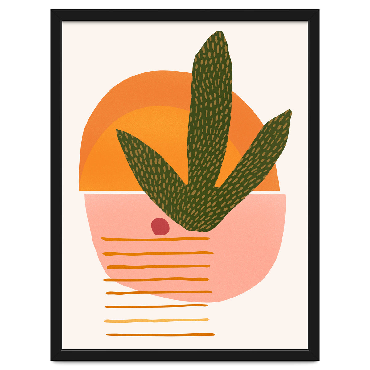 Desert Sunset With Cactus And Cherry