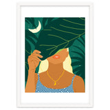 To The Moon & Never Back | Jungle Dreamer Bohemian Tropical Soul | Forest Nature Woman Illustration thumbnail