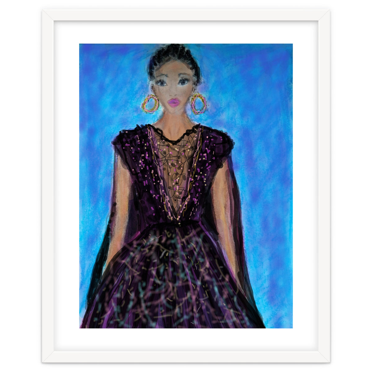 A LADY  WEARING A MAGICAL GOWN