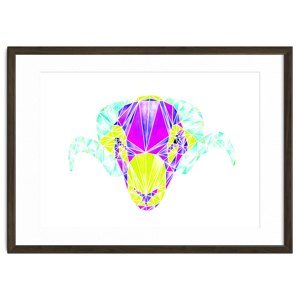 Colourful Geometric Swaledale Sheep Tup with White Lines