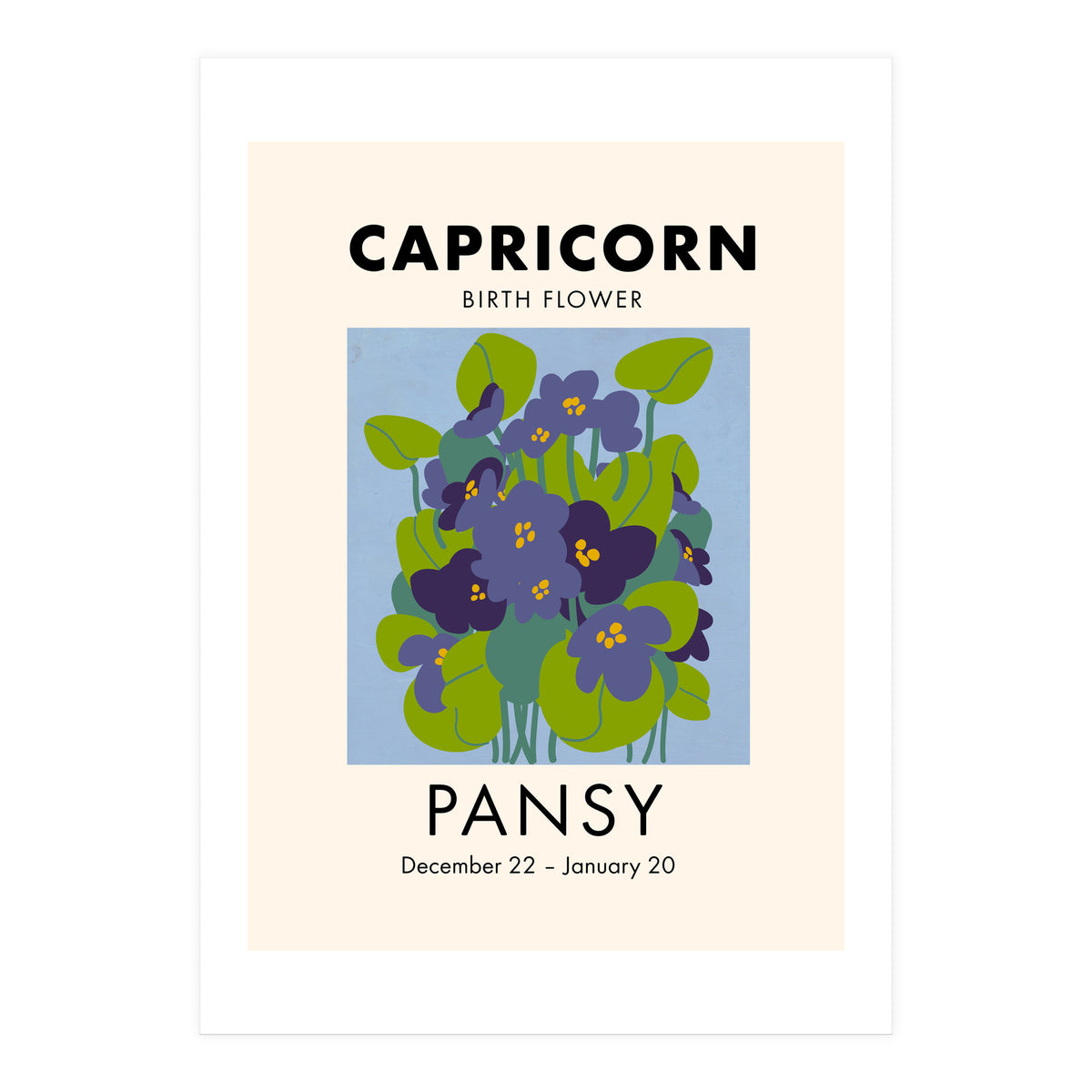 Capricorn Birth Flower Pansy (Print Only)
