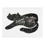 Watercolor galaxy cat - black and white (Print Only) thumbnail