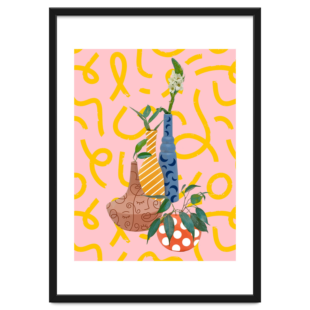 Modern Botanicals, Abstract Plant Pots, Quirky Nature Bohemian, Contemporary Decor