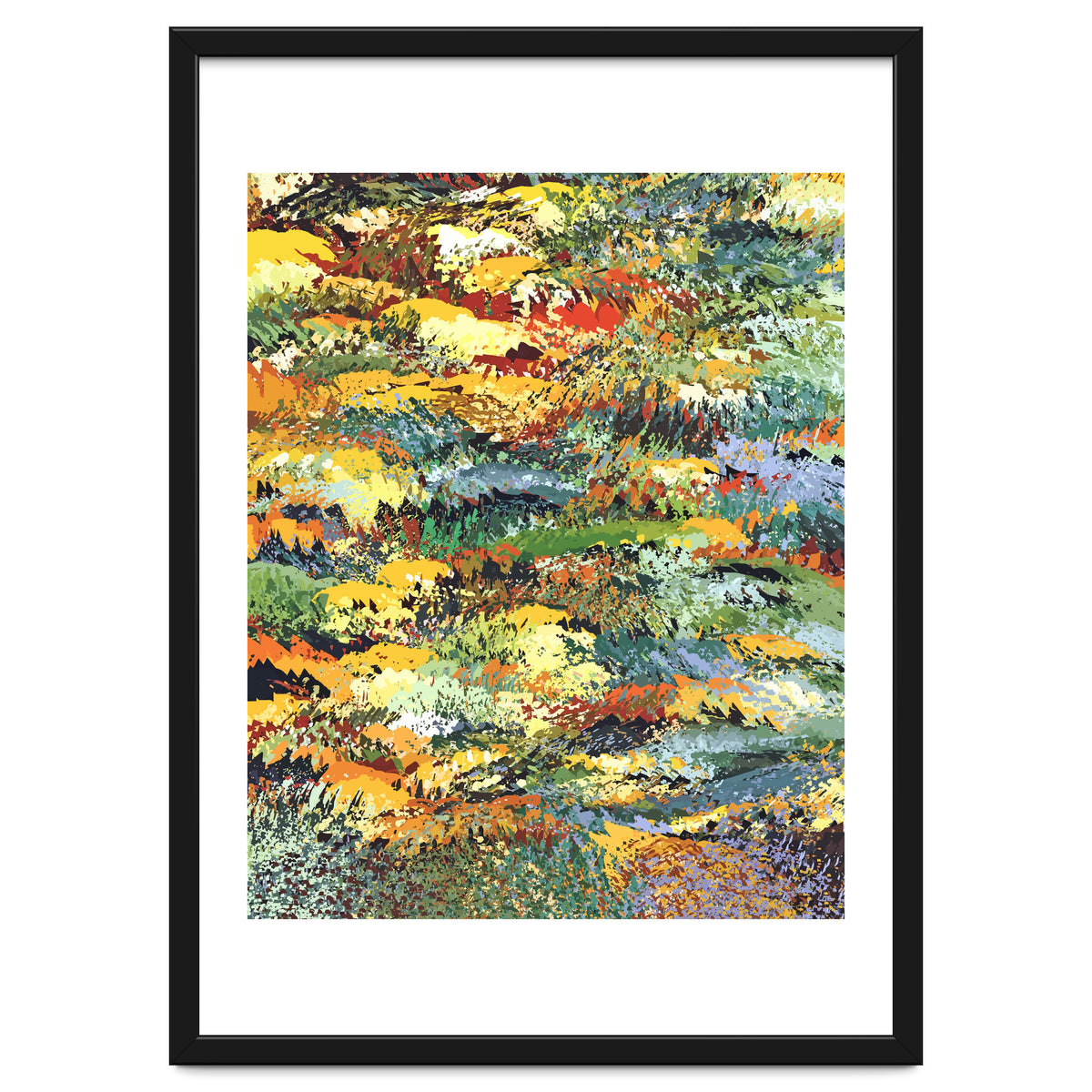 Autumn Forest, Nature Jungle Painting, Botanical Plants Abstract Illustration, Contemporary Modern Boho