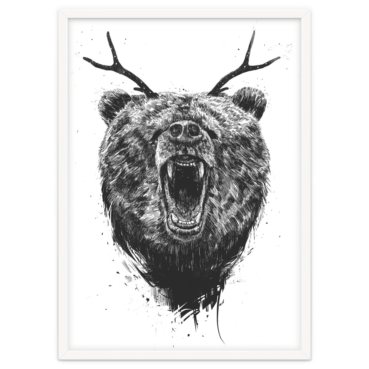 Angry Bear With Antlers