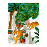 Tigers in Greece | Santorini Travel Architecture, Wildlife Animal Painting | Watercolor Illustration (Print Only) thumbnail