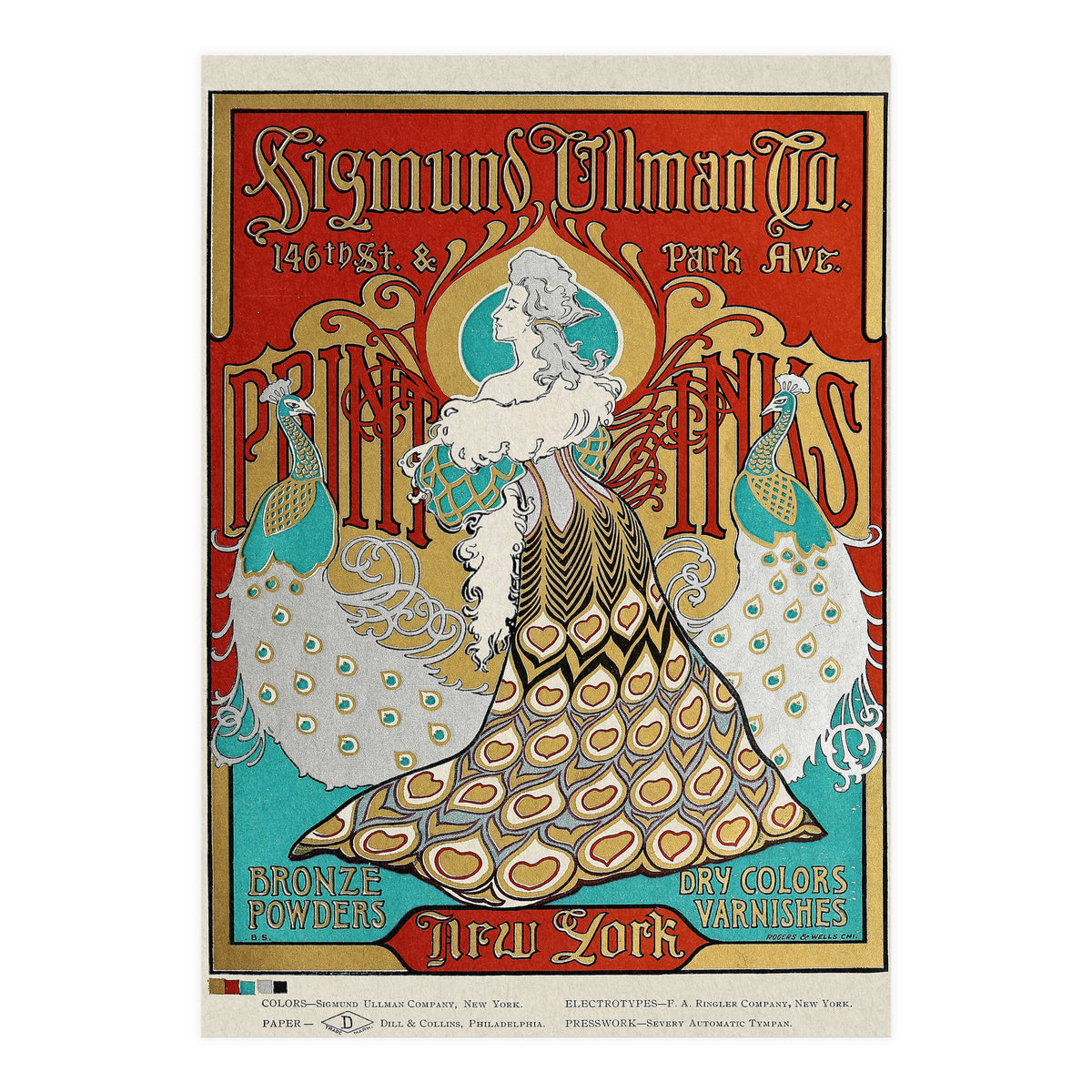 Sigmund Ullman Bronze Powders Advertisement (With Peacocks) (Print Only)