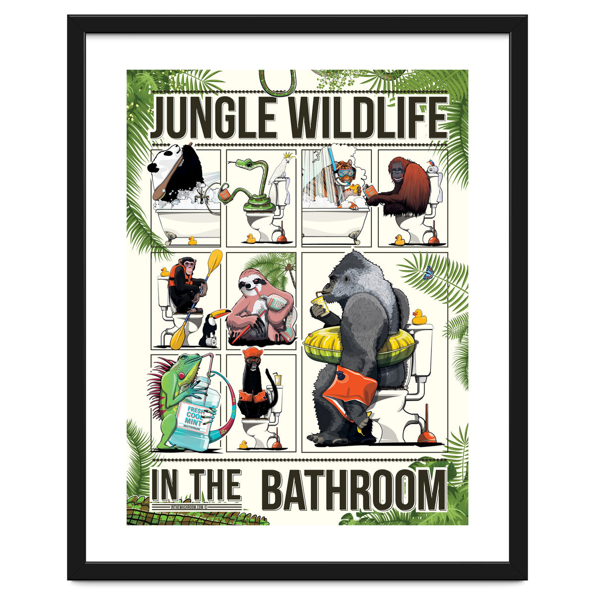 Jungle Wildlife in the Bathroom, funny toilet humour