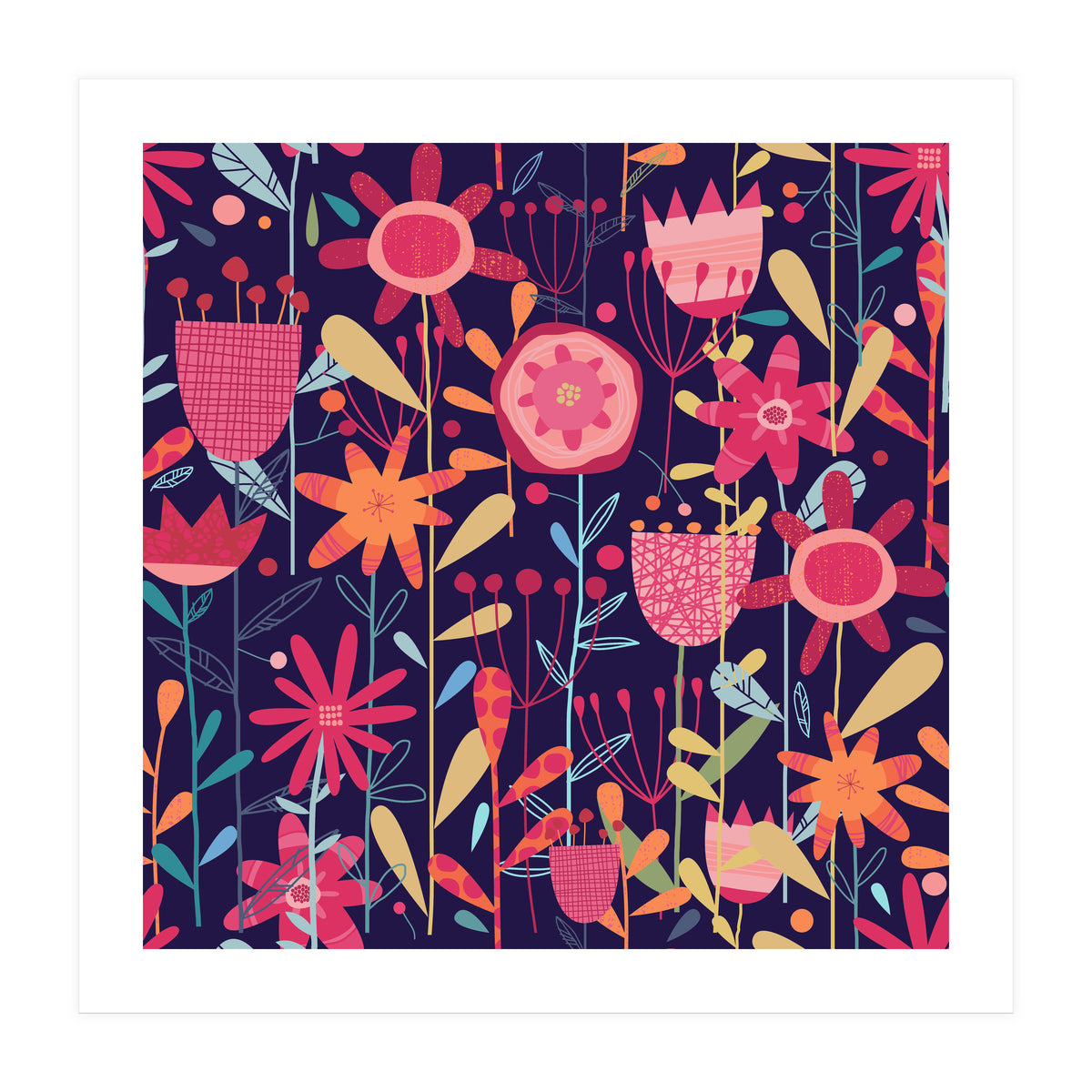 Wild Weeds And Flowers Dark (Print Only)