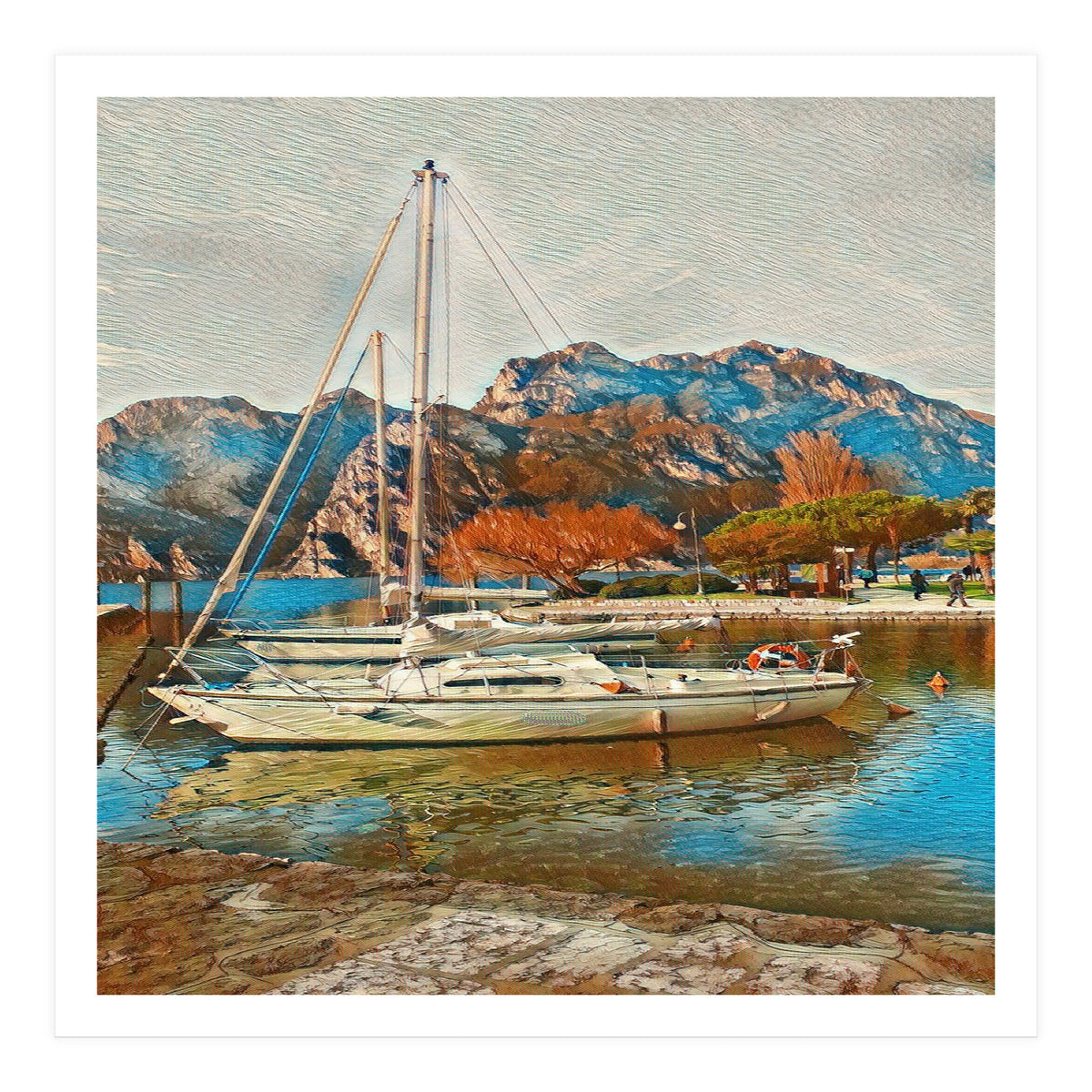 Art boats on Lake Garda, Italy. (Print Only)