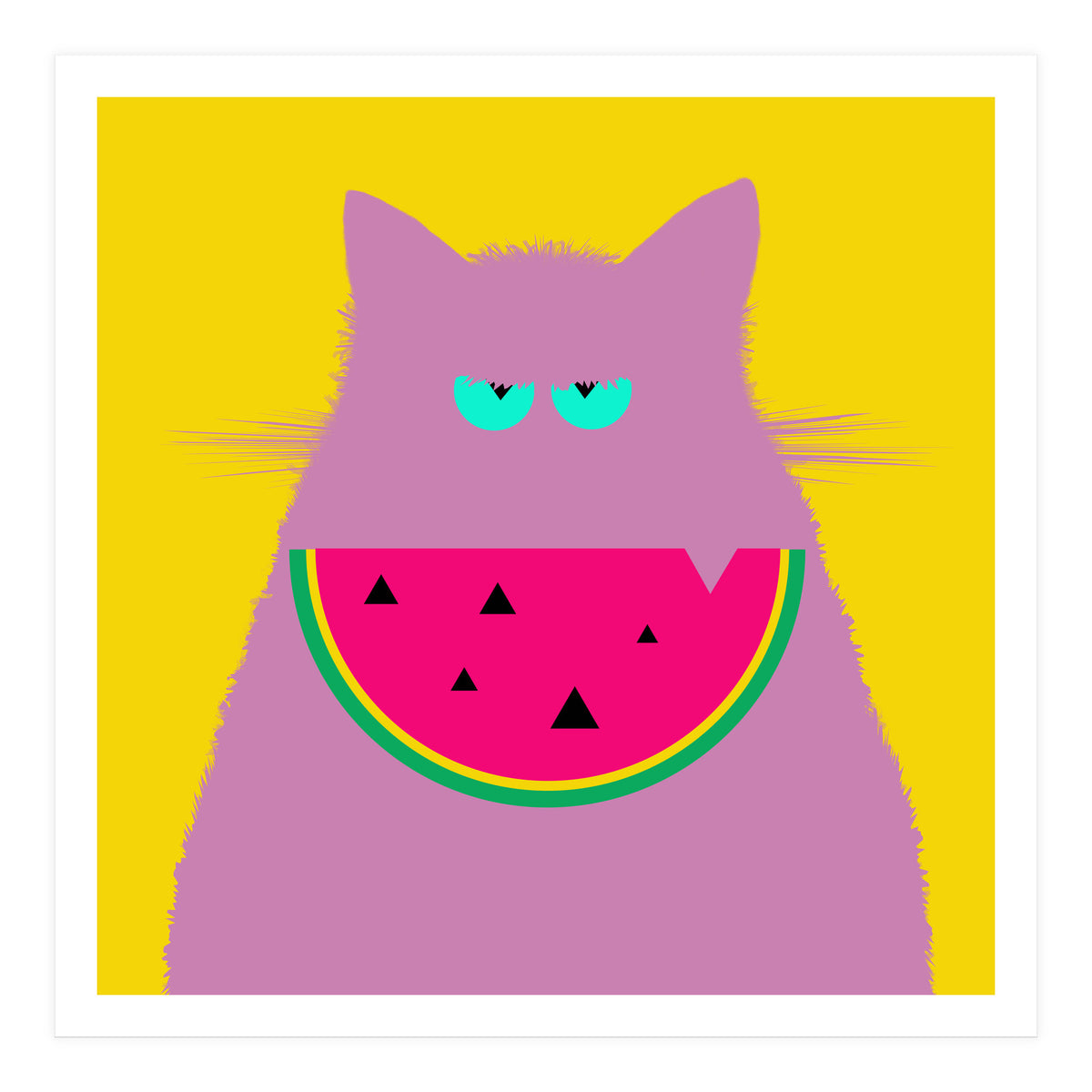 Watermelon Lilac Cat  (Print Only)