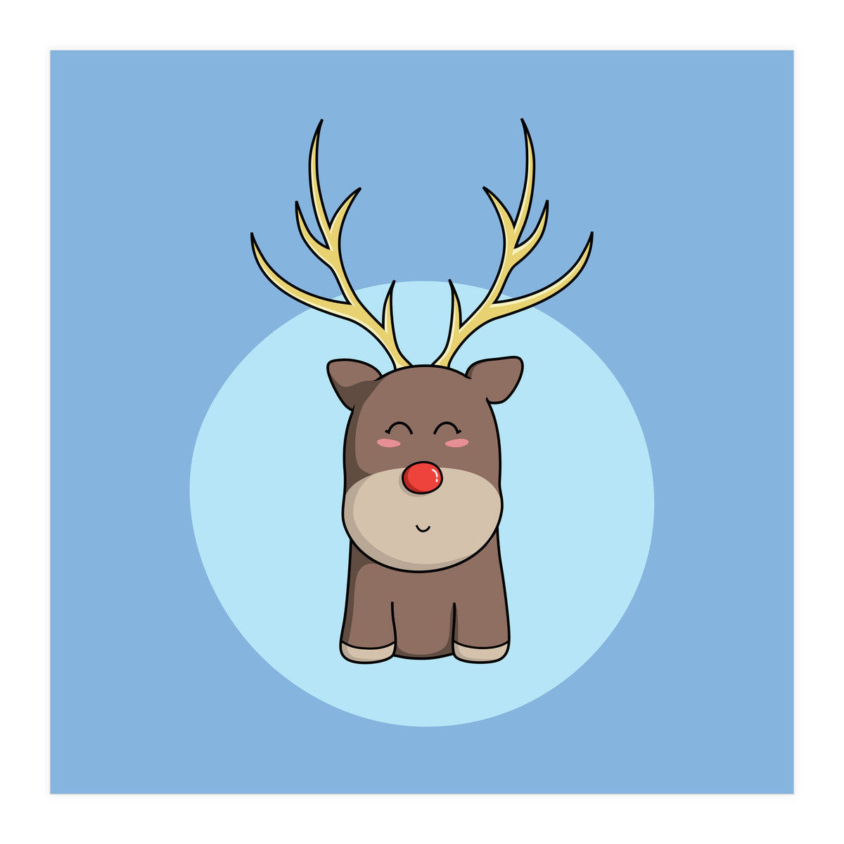 Kawaii Cute Christmas Reindeer (Print Only)