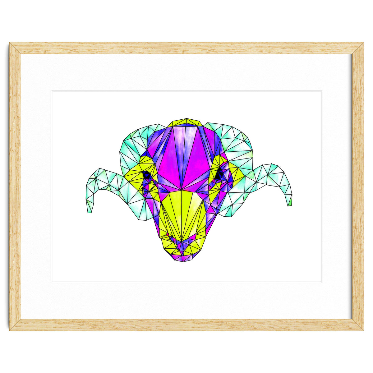 Colourful Geometric Swaledale Sheep Tup with Black Lines