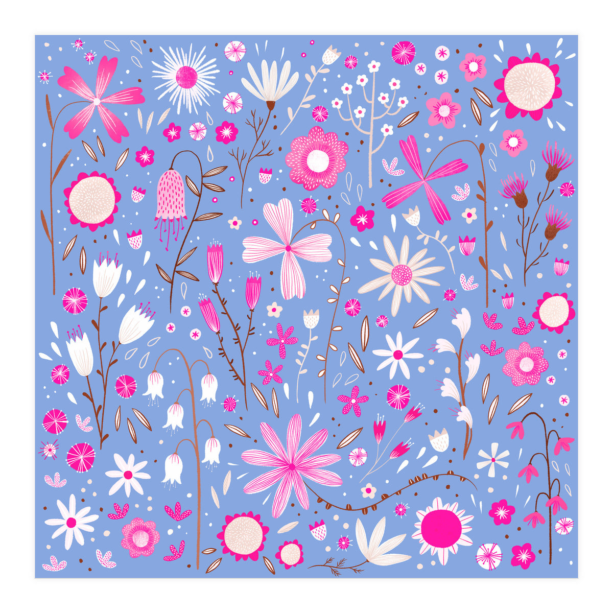 Fresh Flowers Blue (Print Only)