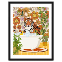 Tiger Bathing in Groovy Bathroom
