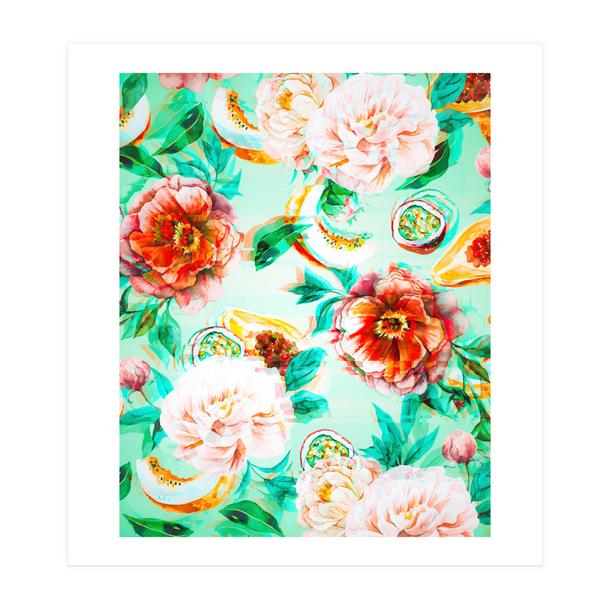 Tropical flowery fruit glitch  (Print Only)