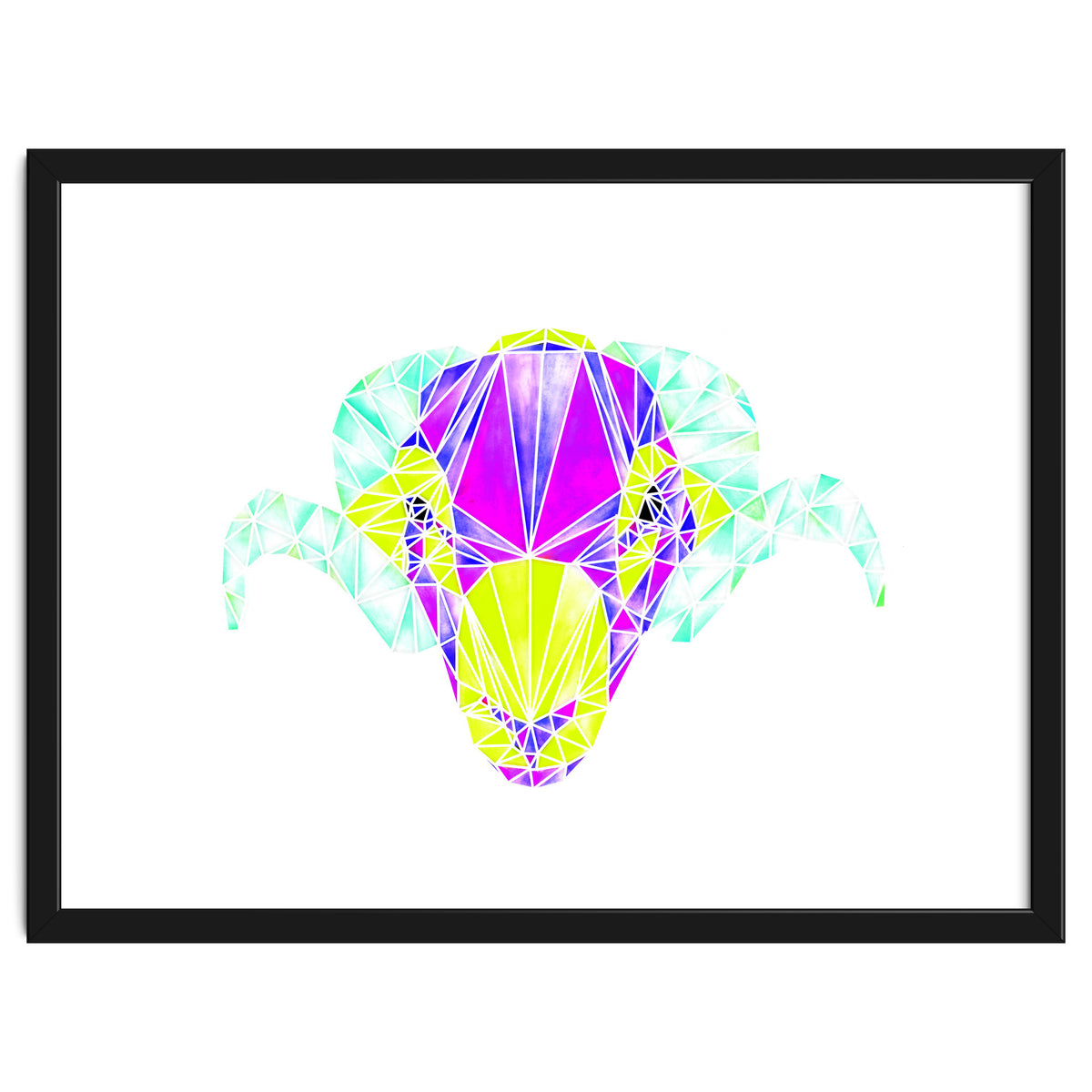 Colourful Geometric Swaledale Sheep Tup with White Lines