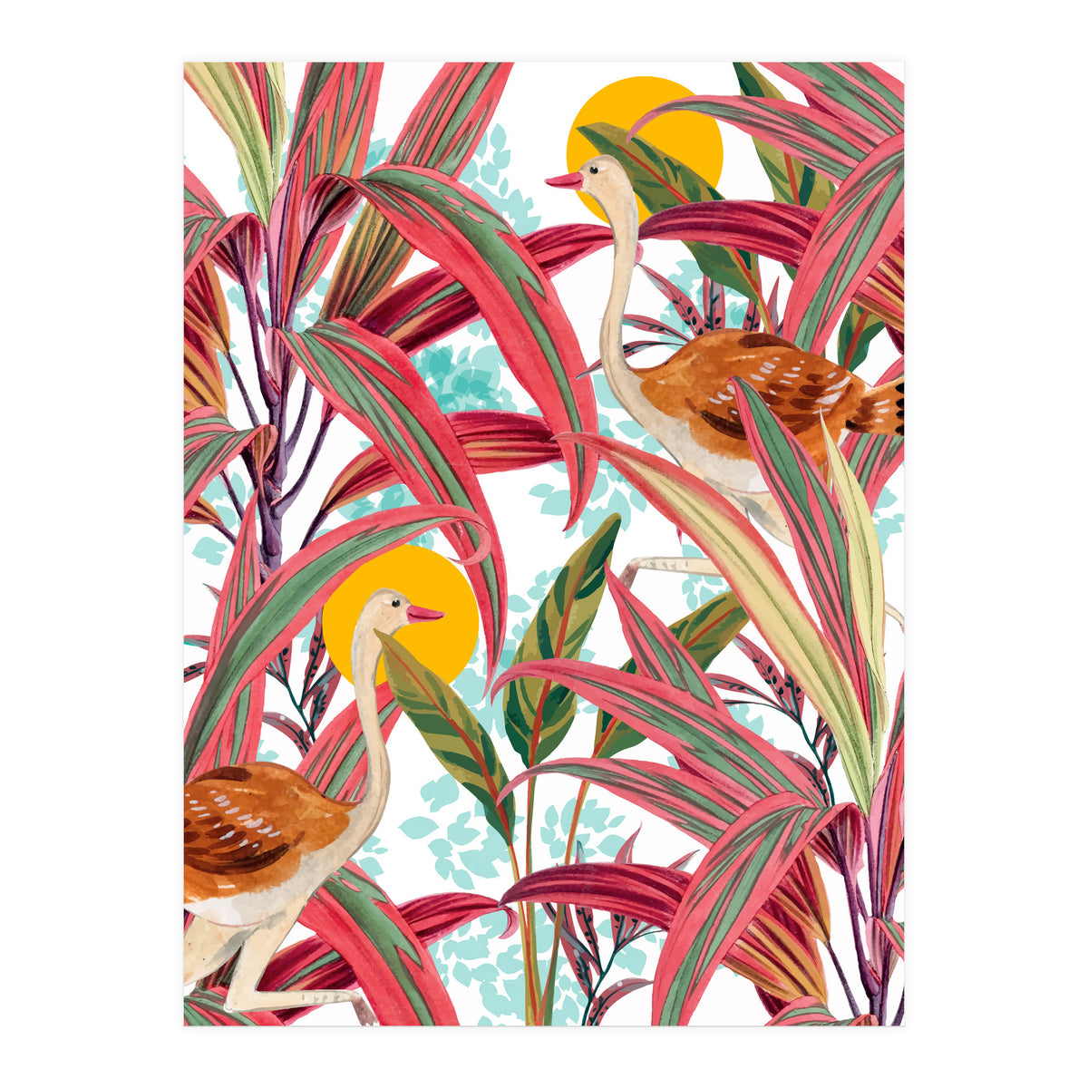 Faith Is The Bird That Feels The Light When The Dawn Is Still Dark, Vintage Botanical Nature Painting Jungle (Print Only)