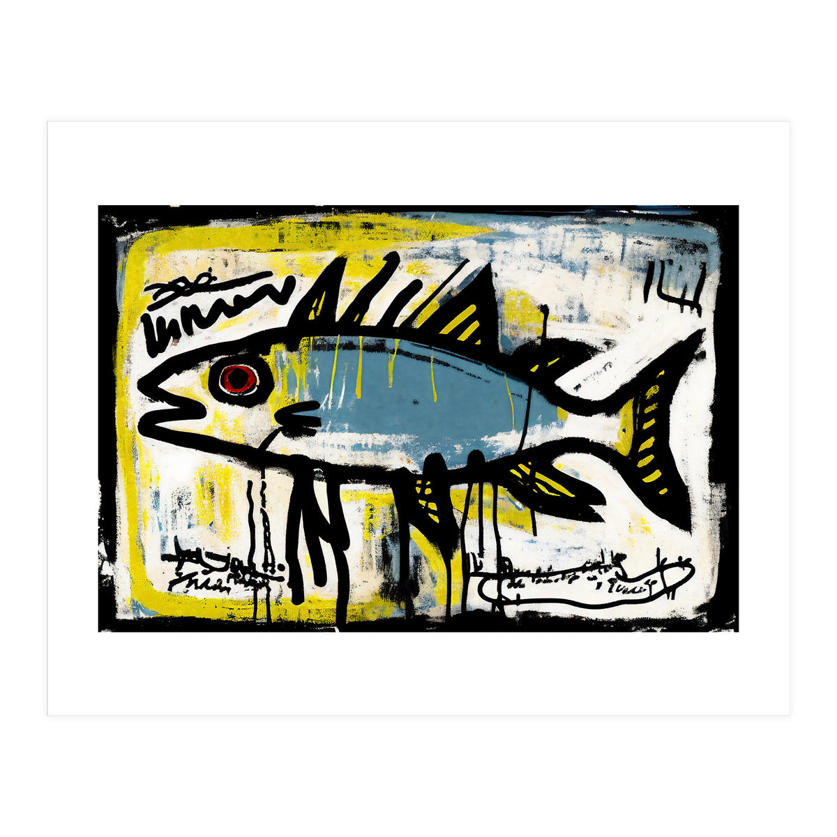 Blue Trout in Spray Painted Style Painting (Print Only)