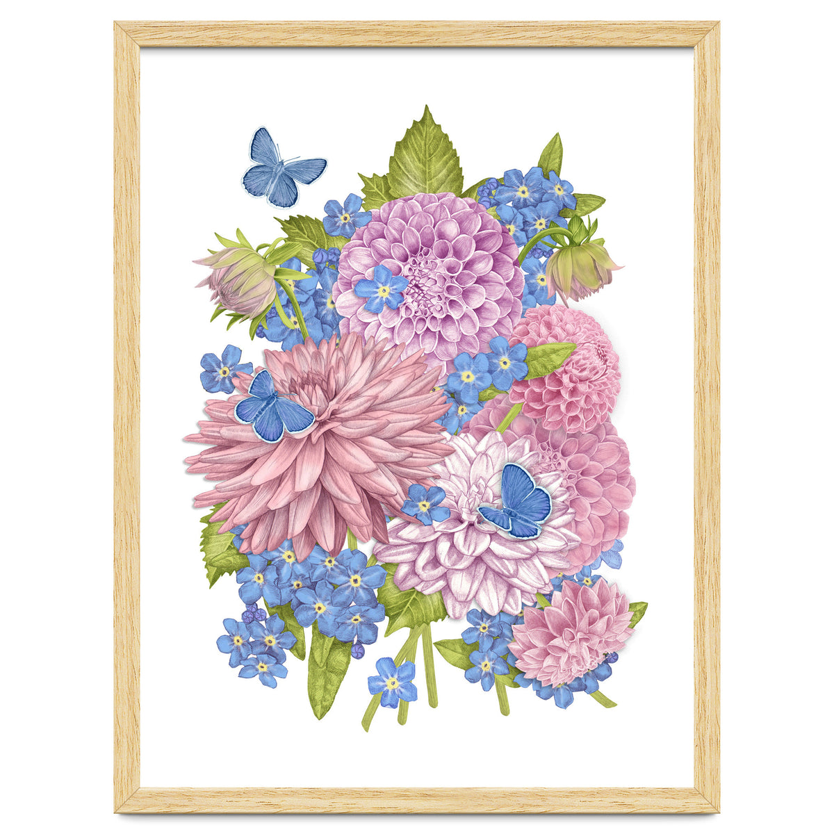 Pink Flowers and Butterflies