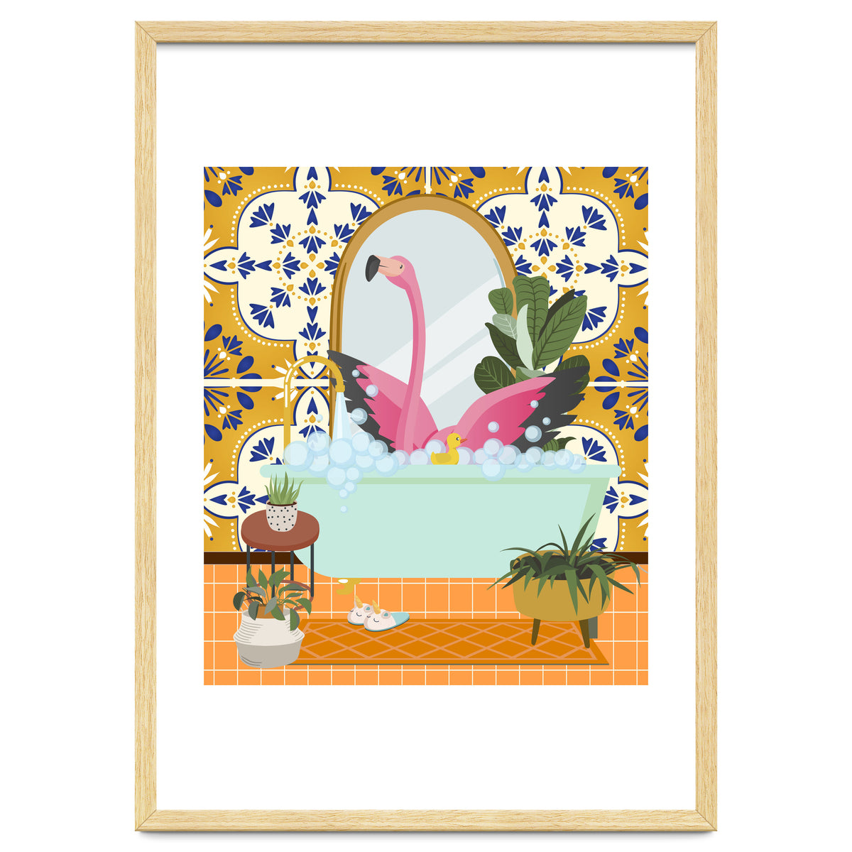 Flamingo Bathing in Moroccan Style Bathroom