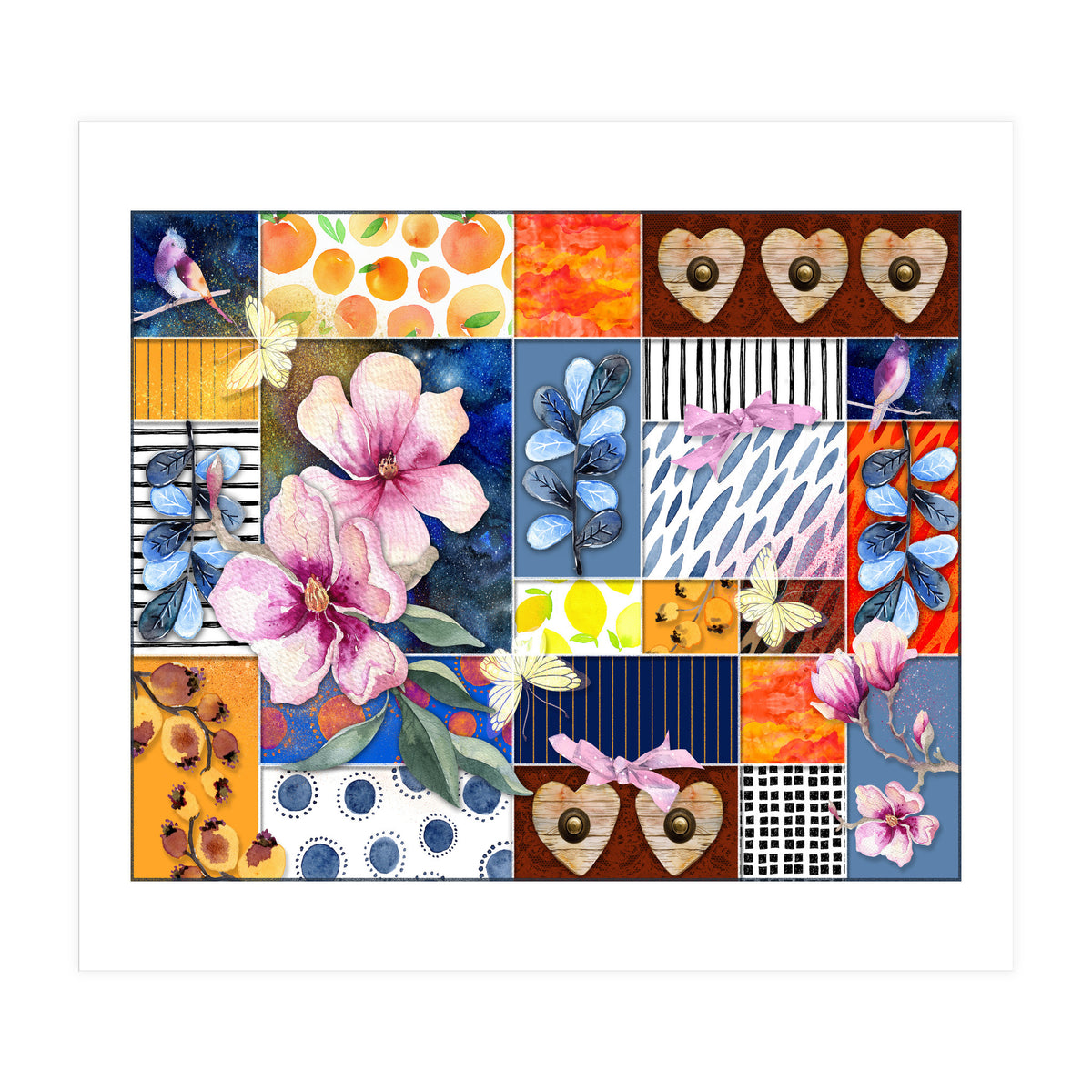 Romantic Floral Collage (Print Only)