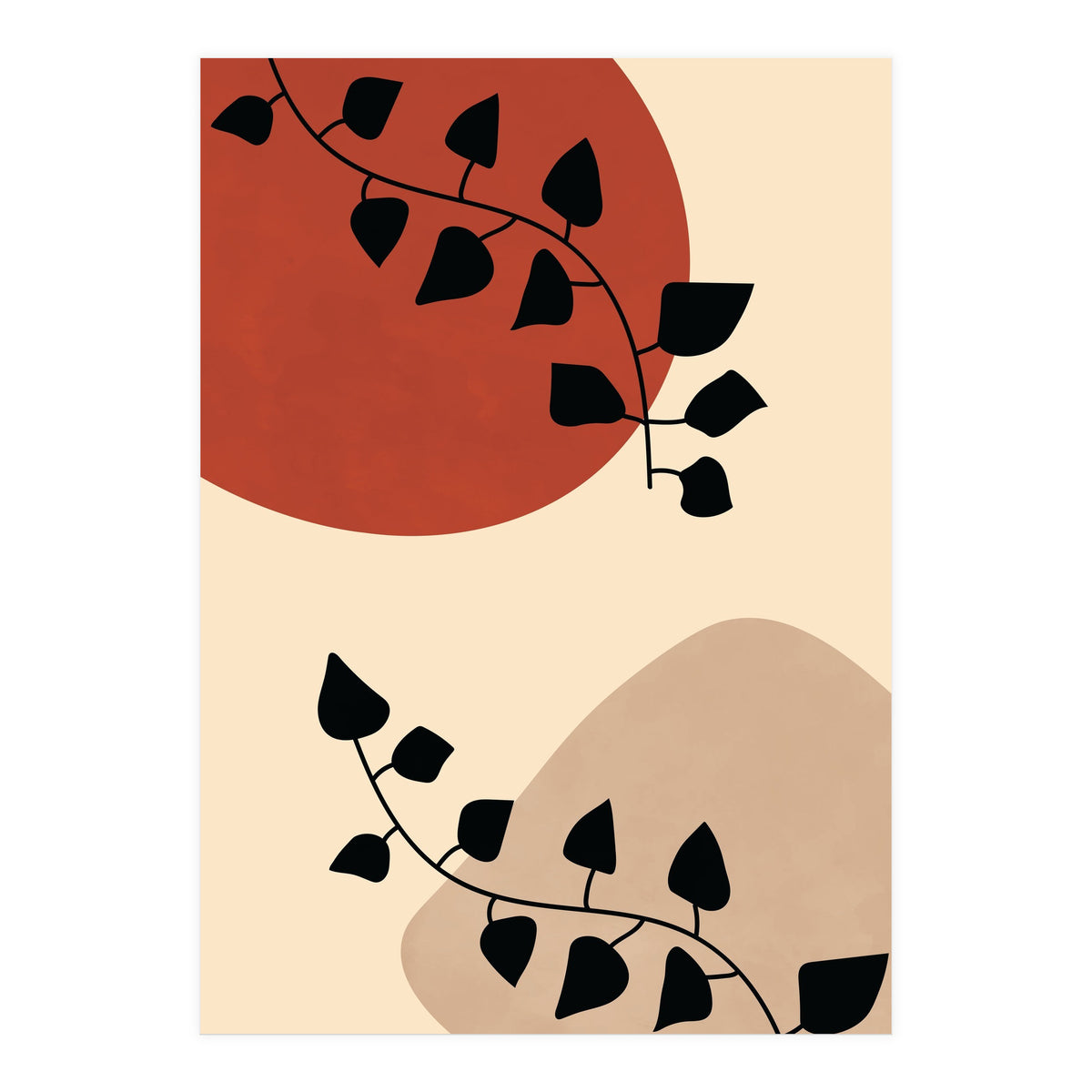 Abstract Boho Botanical Pothos Leaf (Print Only)