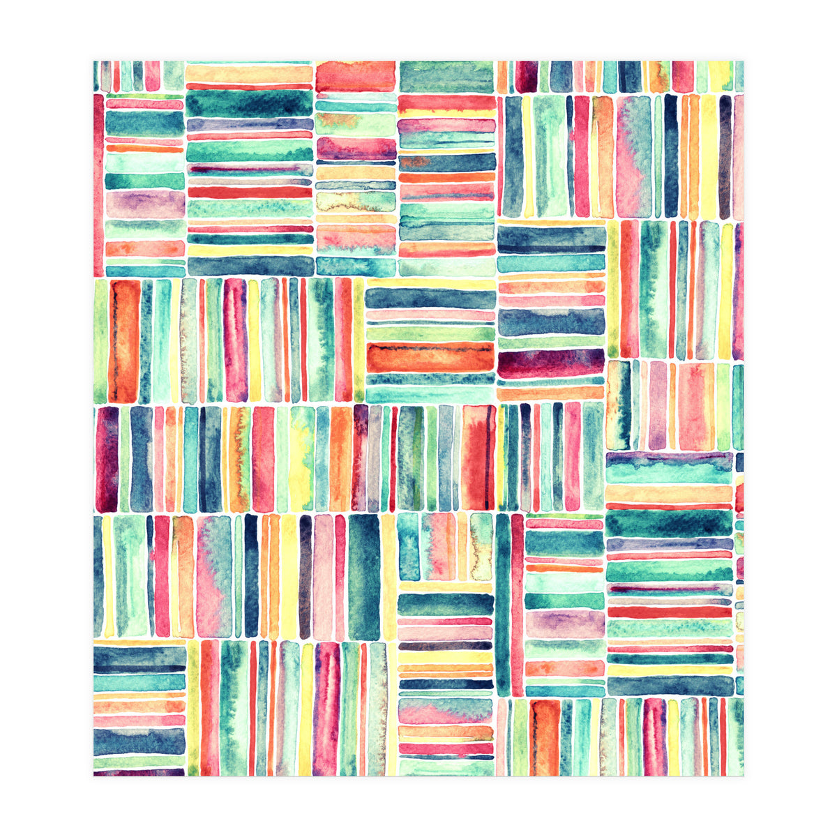 Retro Beach Chair Pastel Watercolor Stripes (Print Only)