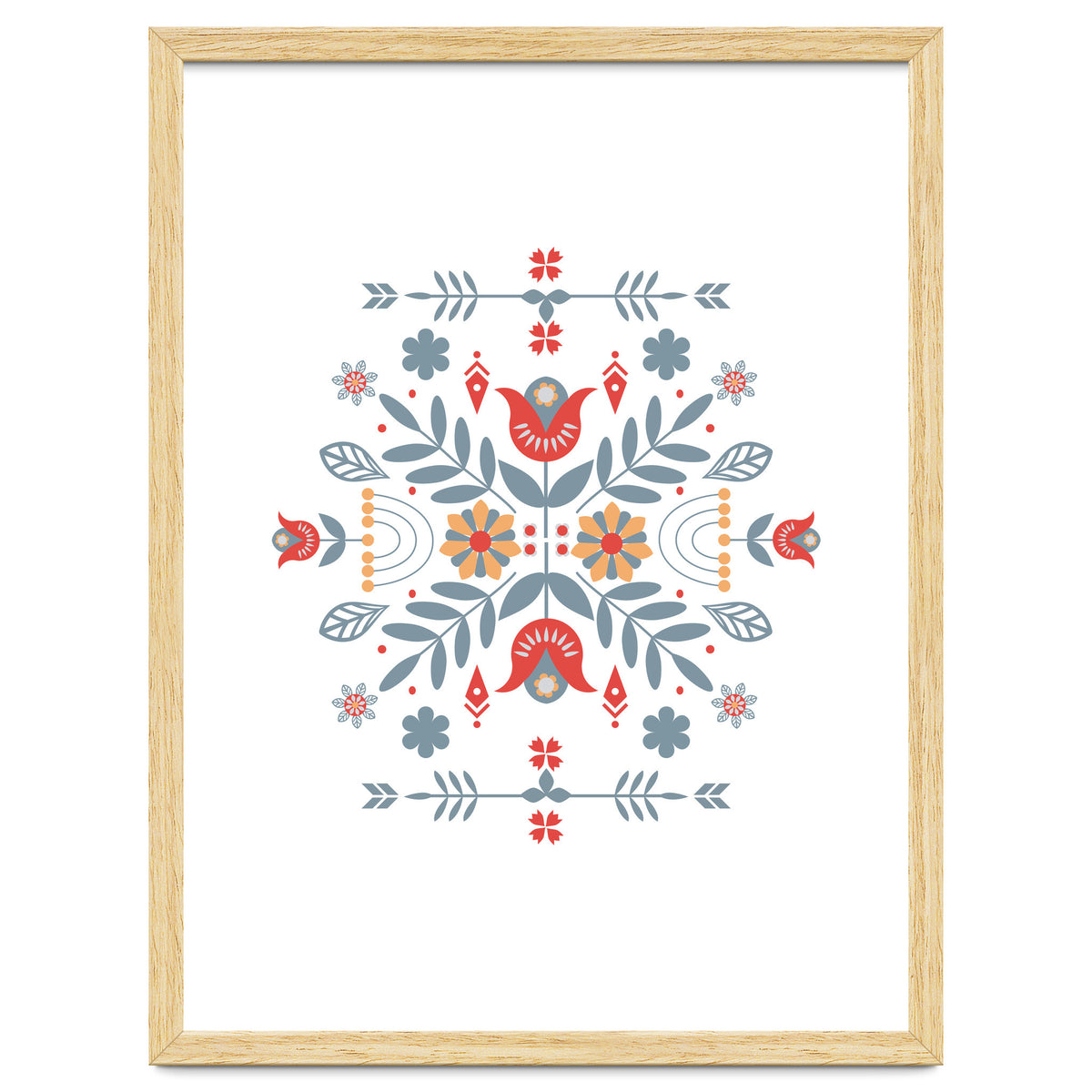 Scandinavian Folk Retro Flower Pattern
