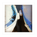 Blue and white wooden fishing boats (Print Only) thumbnail