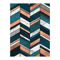 Abstract Chevron Pattern - Copper, Marble, and Blue Concrete (Print Only)