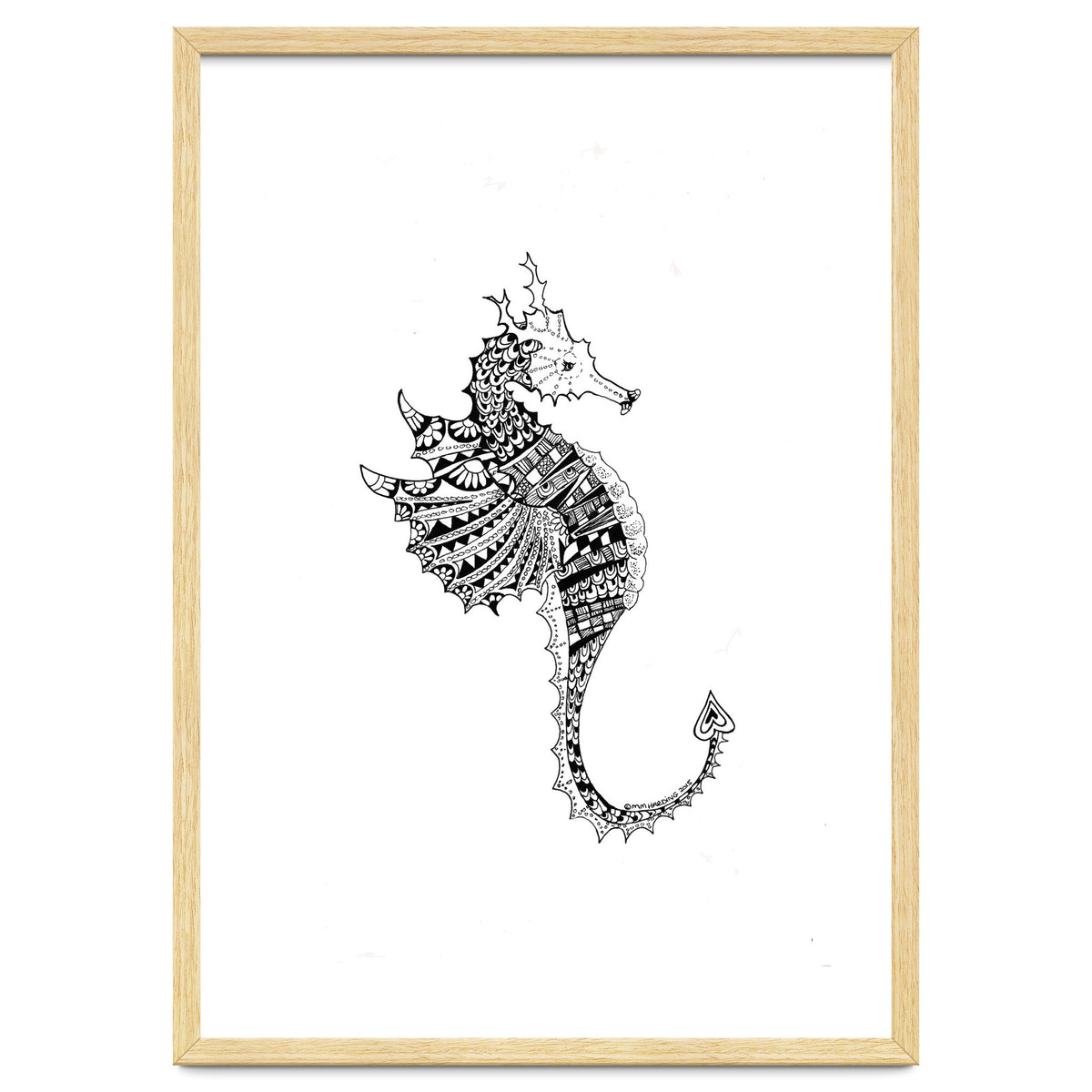 Seahorse Dragon Zen Doodle