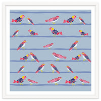 Colorful birds on a wire pattern